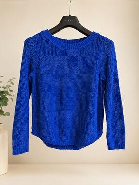 H&M Blue Crochet Knit Sweater | Size 6 | Lightweight Open Knit